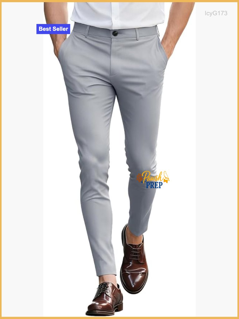 Slim Fit Stretch Chino Dress Pants For Men Tapered Ankle Length